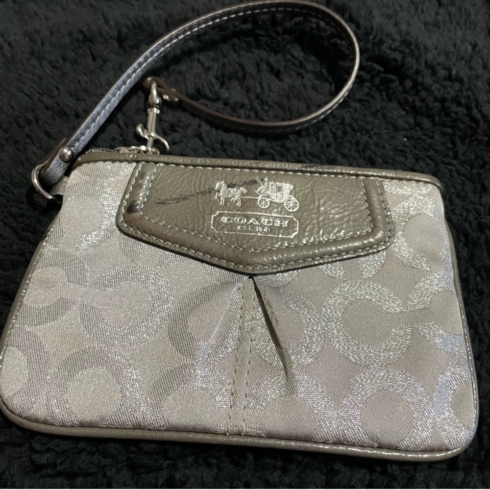 Small Silver Coach Wristlet